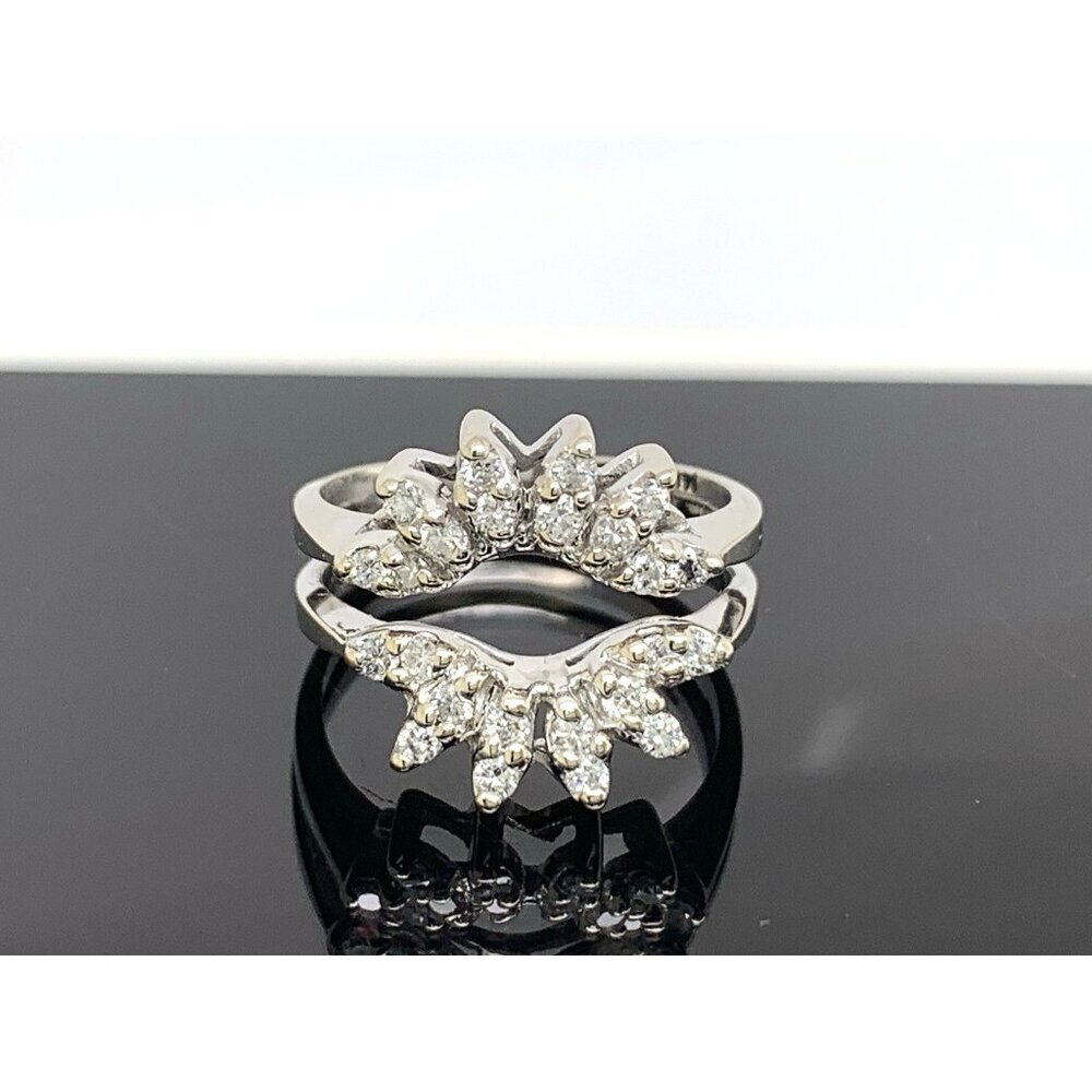 Engagement Ring Guard 14k White Gold Diamond Wedding Band Estate Jewelry SZ 6.5